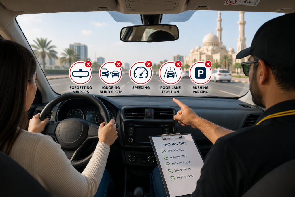 beginner driving mistakes Sharjah