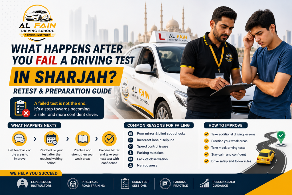 driving test retest Sharjah