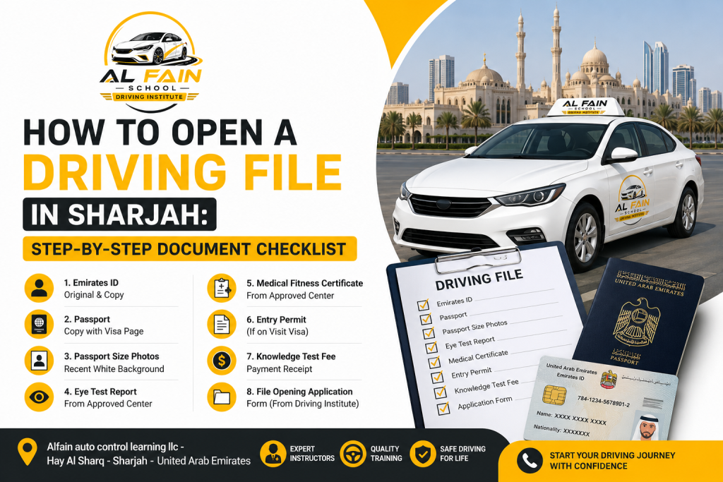 open a driving file in sharjah